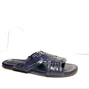 Frye Blue Braided Leather Slip On Sandals Sz8.5